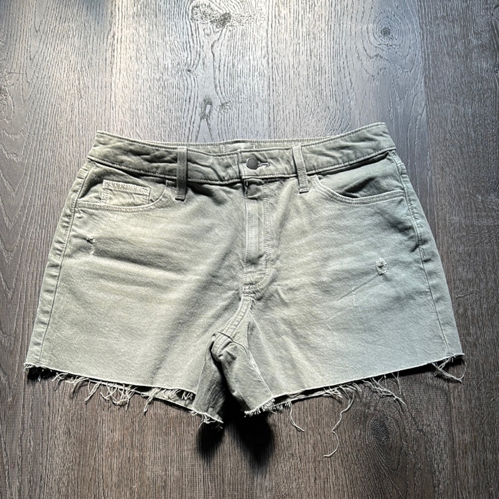 Olive Green Women's Denim Shorts - Picture 1 of 3
